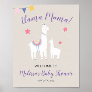Cute Llama Mama Baby shower Welcome Sign Poster