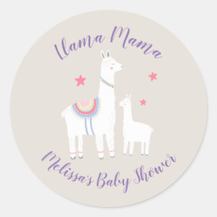 Cute Llama Mama Modern Baby shower Ronde Sticker