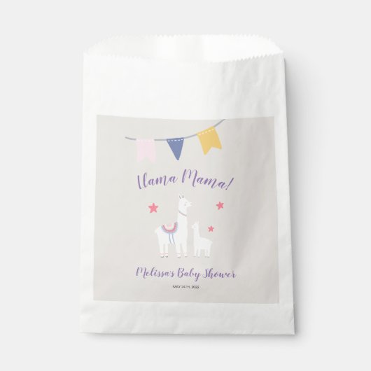 Cute Llama Mama Tan Paars Baby shower Bedankzakje (Voorkant)