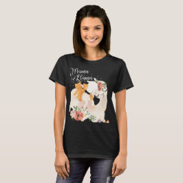 Cute llama mamma met baby lama en bloemen t-shirt