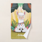 Cute Llama Meditating in Magical Forest Bad Handdoek (Handdoek)