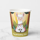 Cute Llama Meditating in Magical Forest Birthday Papieren Bekers (Achterkant)
