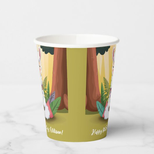 Cute Llama Meditating in Magical Forest Birthday Papieren Bekers (Links)