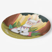 Cute Llama Meditating in Magical Forest Birthday Papieren Bordje (Gekanteld)