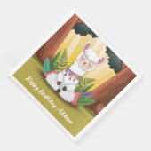 Cute Llama Meditating in Magical Forest Birthday Servet (Hoek)