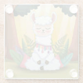 Cute Llama Meditating in Magical Forest Glazen Onderzetter (Achterkant)