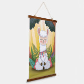 Cute Llama Meditating in Magical Forest Hangend Wandkleed (Gebogen)