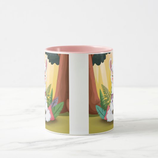 Cute Llama Meditating in Magical Forest Mok (Midden)