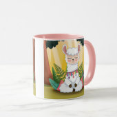 Cute Llama Meditating in Magical Forest Mok (Voorkant rechts)