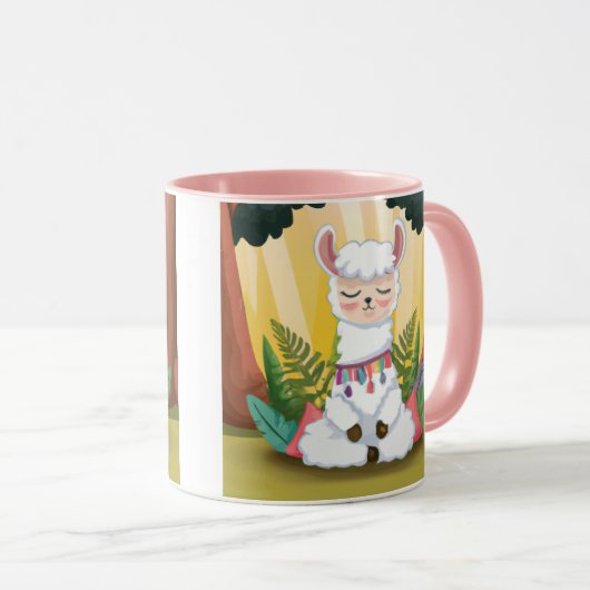 Cute Llama Meditating in Magical Forest Mok (Voorkant rechts)