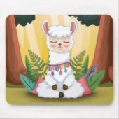 Cute Llama Meditating in Magical Forest Muismat (Voorkant)