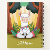 Cute Llama Meditating in Magical Forest Notitieboek (Achterkant)