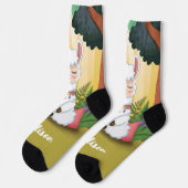 Cute Llama Meditating in Magical Forest Sokken (Links)