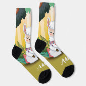 Cute Llama Meditating in Magical Forest Sokken (Rechts)