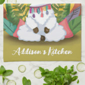 Cute Llama Meditating in Magical Forest Theedoek (Gevouwen)