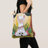 Cute Llama Meditating in Magical Forest Tote Bag (Dichtbij)
