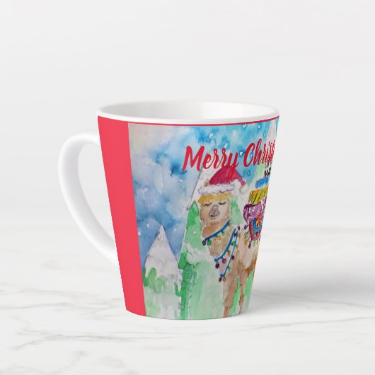 Cute Llama Merry kerstart Girls Latte Mok (Linkerhoek)