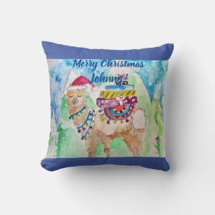 Cute Llama Merry Kerstboys Childs Cushion Kussen