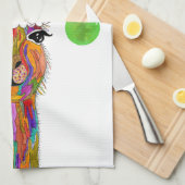 Cute Llama Merry Kerstmis Kitchen Towel Theedoek (Quarter Fold)