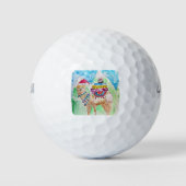 Cute Llama Merry kerstWaterverf art Golfballen (Voorkant)