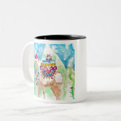 Cute Llama Merry kerstWaterverf art Tweekleurige Koffiemok (Voorkant links)
