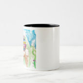 Cute Llama Merry kerstWaterverf art Tweekleurige Koffiemok (Center)