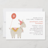 Cute Llama met Balloon Birthday Party Kaart (Voorkant)