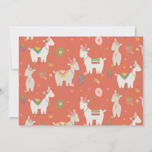 Cute Llama met Balloon Birthday Party Kaart (Achterkant)