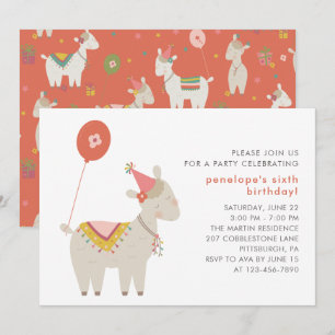 Cute Llama met Balloon Birthday Party Kaart