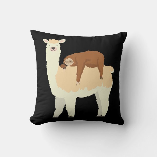 Cute Llama met een slaapgleuf Kussen (Voorkant)