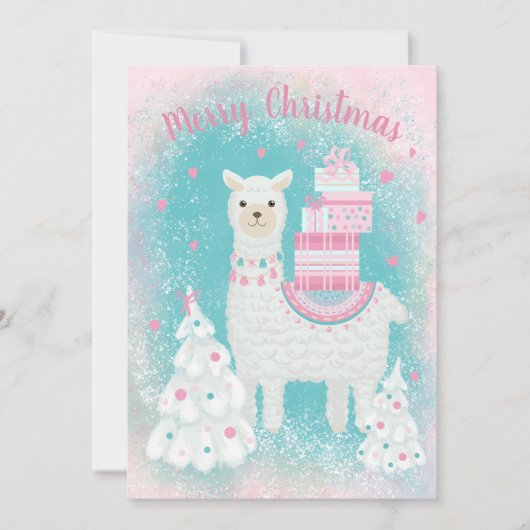 Cute Llama met kerstcadeaus (Voorkant)