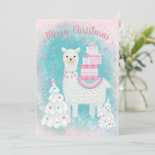 Cute Llama met kerstcadeaus (Staand voorkant)