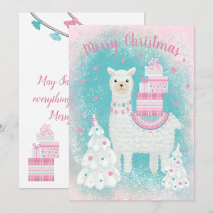 Cute Llama met kerstcadeaus