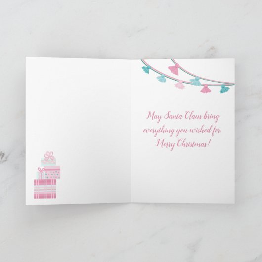 Cute Llama met kerstcadeaus Feestdagen Kaart (Binnen)