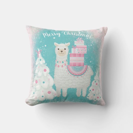 Cute Llama met kerstcadeaus Kussen (Voorkant)