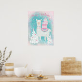 Cute Llama met kerstcadeaus Poster (Keuken)