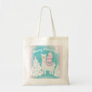 Cute Llama met kerstcadeaus Tote Bag