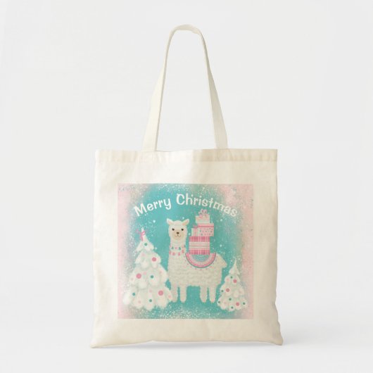 Cute Llama met kerstcadeaus Tote Bag (Voorkant)