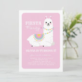 Cute Llama met Pom Poms Pink Fiesta Kinderen Birth Kaart (Staand voorkant)