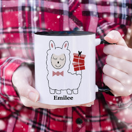 Cute Llama met rode cadeaus Kerstmis Mok