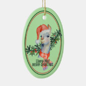 Cute Llama Mia Merry Kerstmis Keramisch Ornament (Rechts)