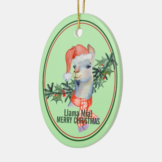 Cute Llama Mia Merry Kerstmis Keramisch Ornament (Links)