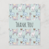 Cute Llama Motief op Stippen Dank Je Briefkaart (Voorkant)