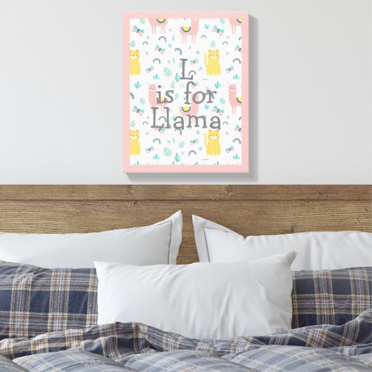 Cute llama Nursery Decor Canvas Afdruk (Insitu (Slaapkamer))