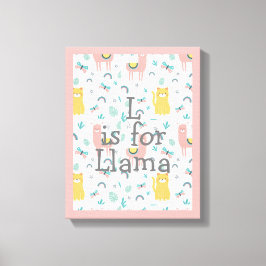 Cute llama Nursery Decor Canvas Afdruk