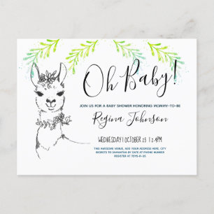 Cute llama Oh Baby shower Girl Uitnodiging Briefkaart
