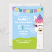 Cute Llama over de uitnodiging van de Birthday Par (Voorkant)