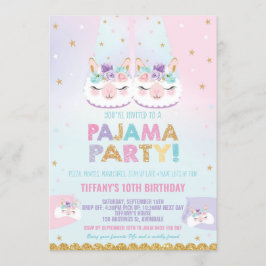 Cute Llama Pajama Birthday Party Sleepover Kaart