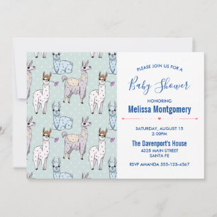 Cute LLama Patroon op Stippen Baby Shower Kaart