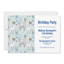 Cute LLama-patroon op Stippen Verjaardag